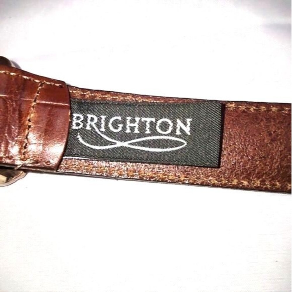 Vintage Brighton Gold Tone Buckle  Brown Leather‎ Belt 33" Long - Picture 5 of 5